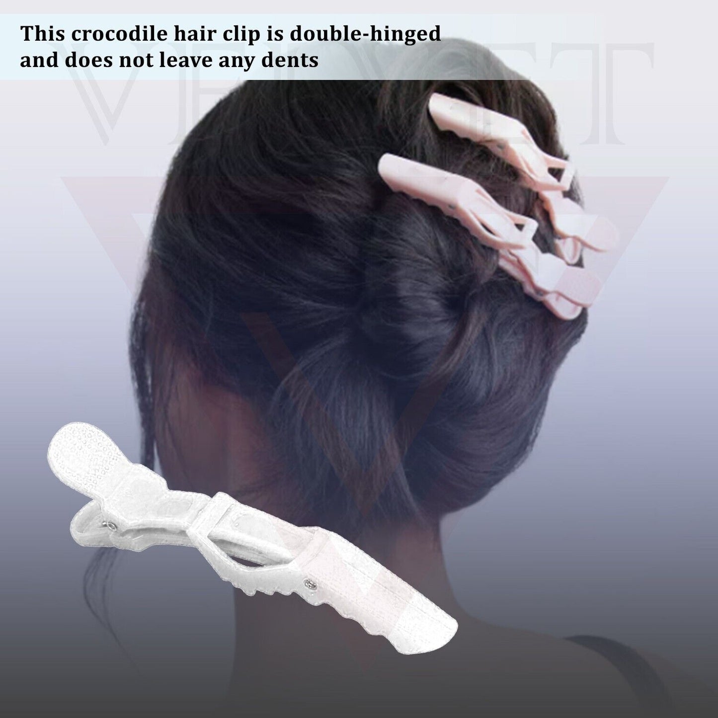 6x White Professional Hair Clips Crocodile Salon Sectioning Clamps Hairdressing