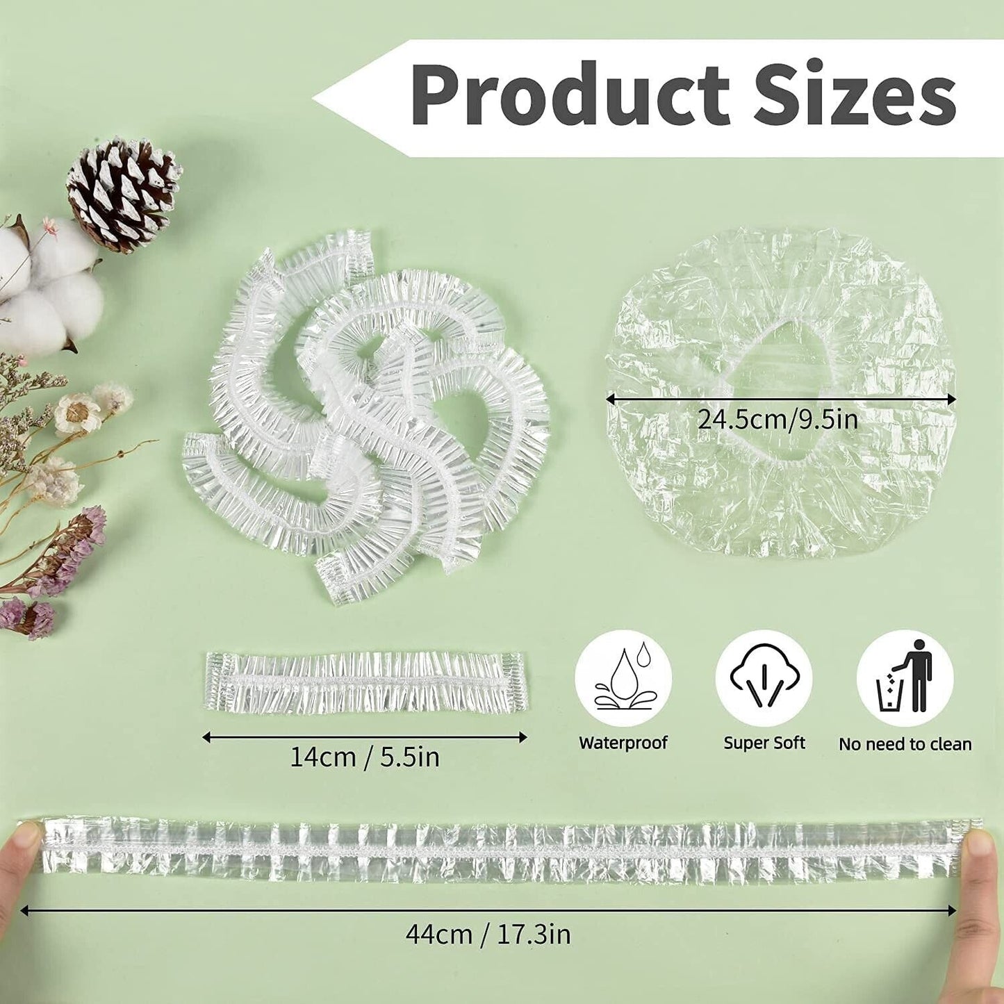 Disposable Shower Caps Bath Caps Large Thick Clear Waterproof Hair Solon 50Pcs