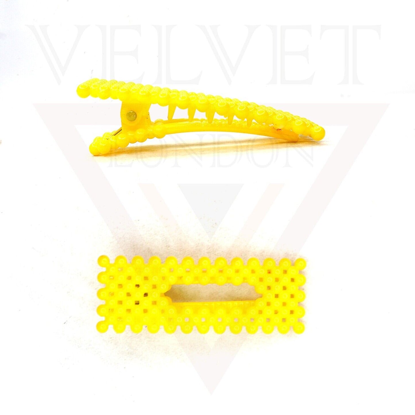 2Pcs Hair Clip Pins Triangle & Rectangle Plastic Yellow Hair Barrettes Hairpins