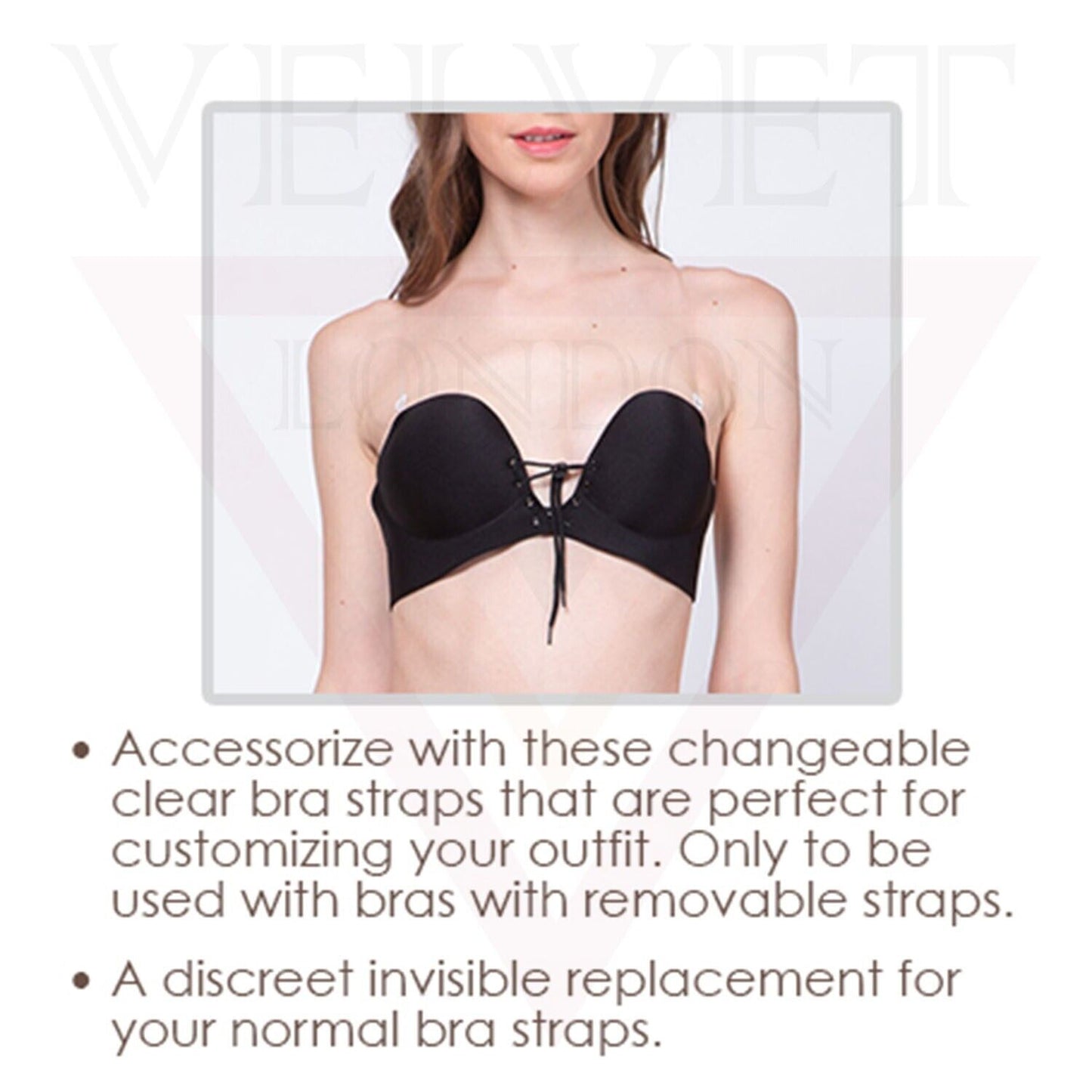 3 Pair Detachable Thick Long Clear Elastic Bra Straps Transparent Adjustable