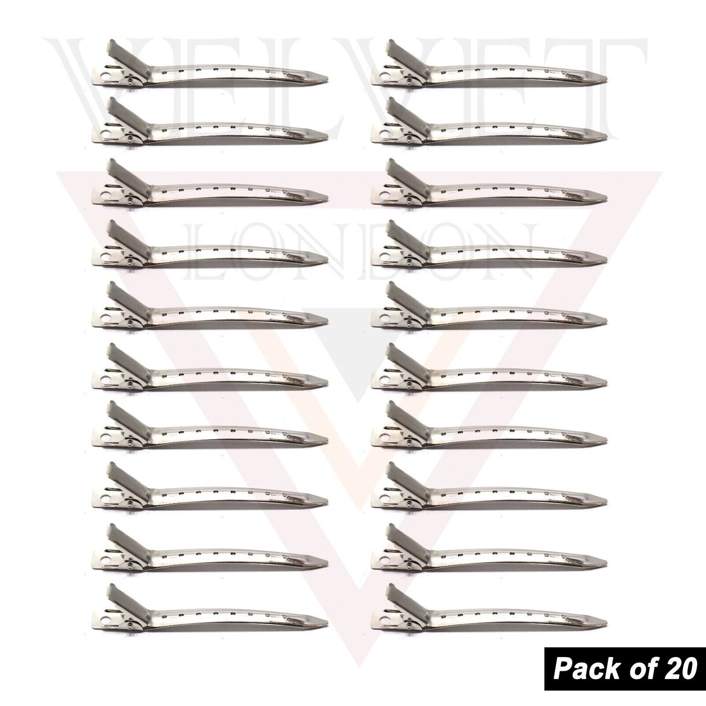 20x Hair Crocodile Clip Silver Metal Alligator Hair Clip Non-Slip Hair Pin Women