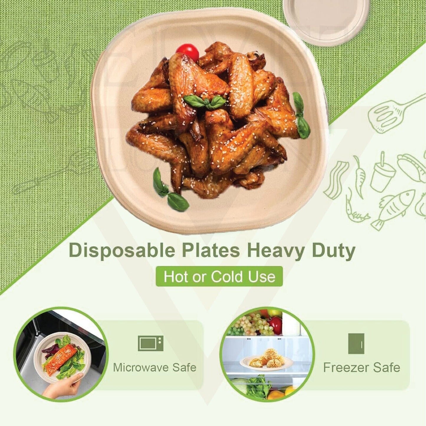 9" Biodegradable Paper Plates Large & Sturdy Disposable Tableware Bagasse Plates