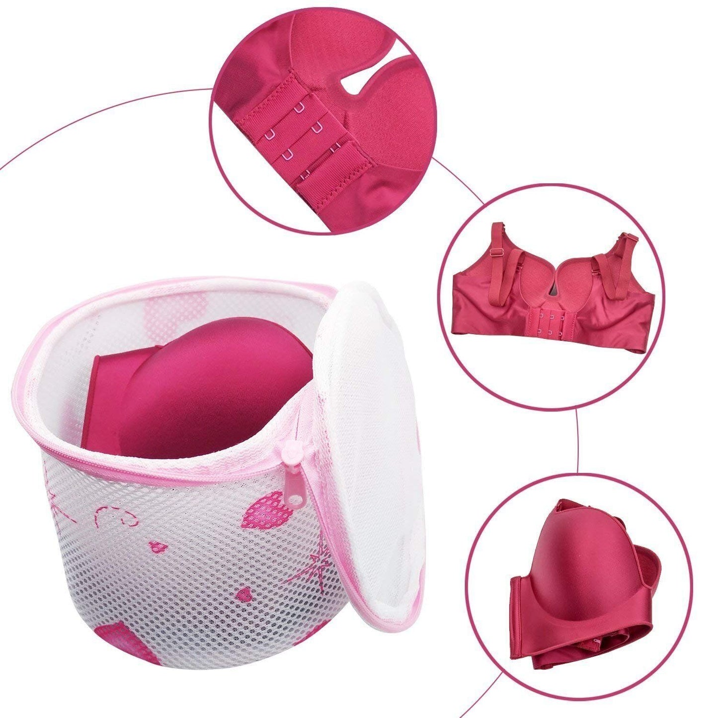 Bra Wash Bag Mesh Wash Laundry Bags Cylindrical Zips Washing Machine, Travel Bag