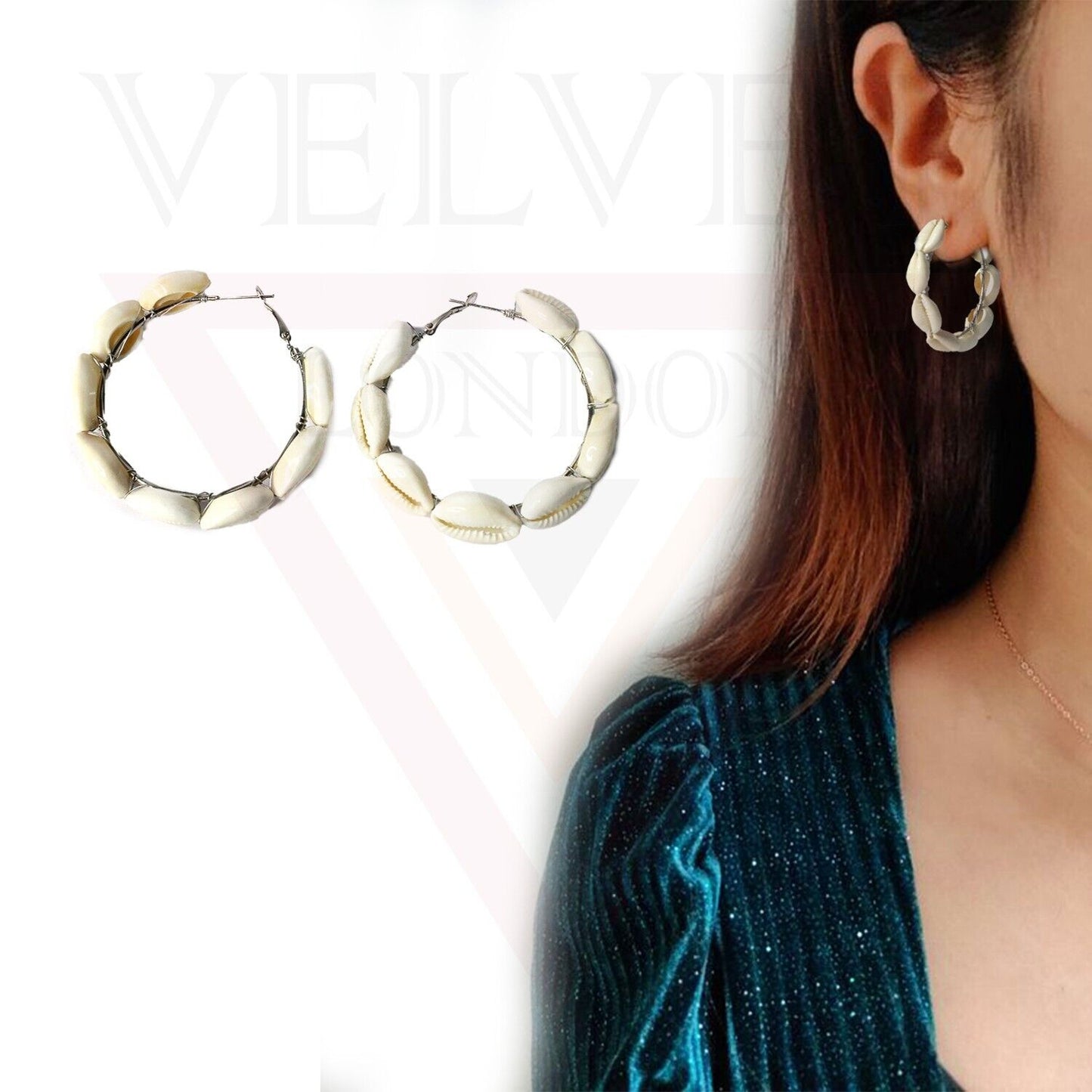 Hoop Earrings Natural Sea Shell Hoop Earring Beach Party Large Stylish Jewellery