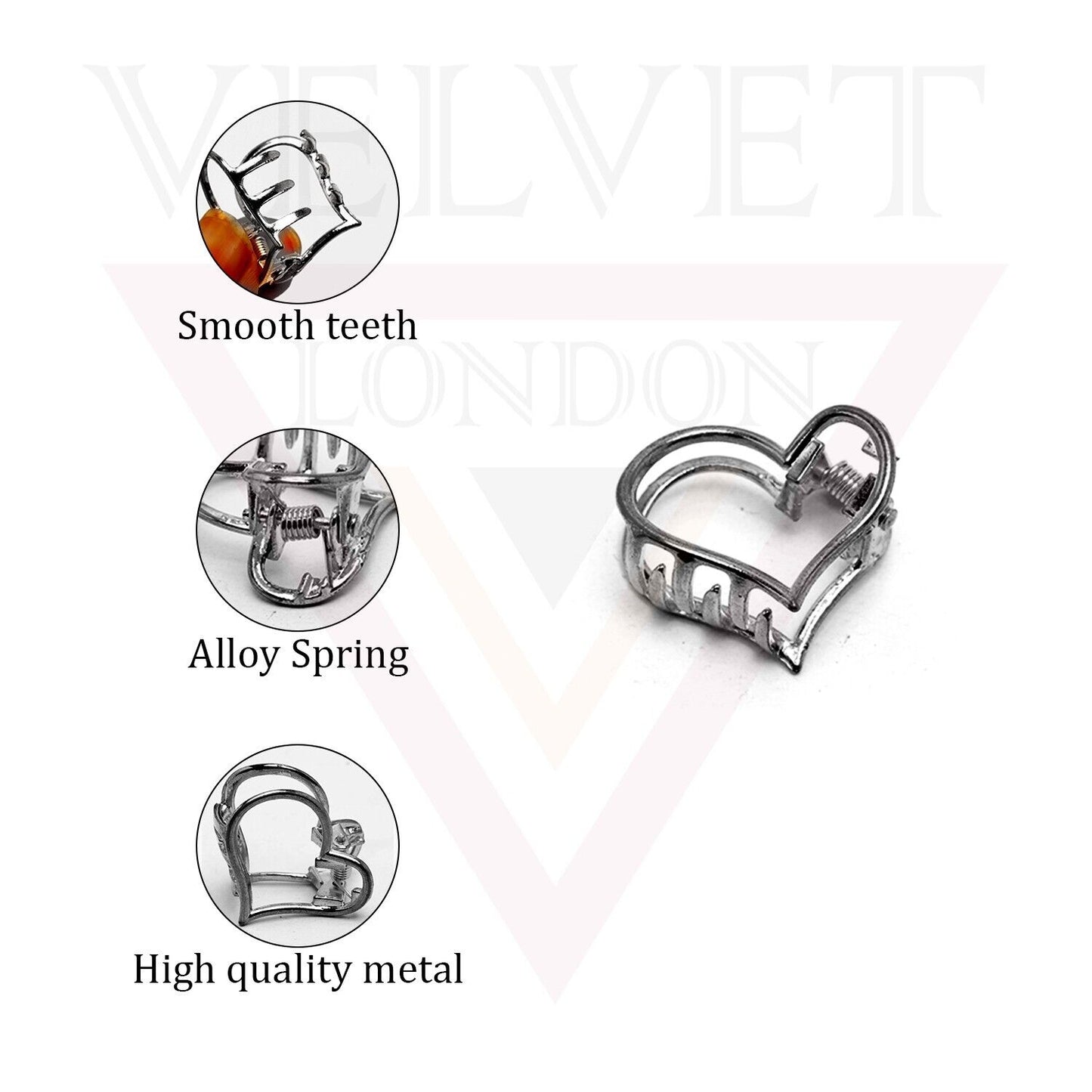2x Metal Hair Claw Clips Small Heart Hair Clamp Barrette Heart Hairpins Barrette