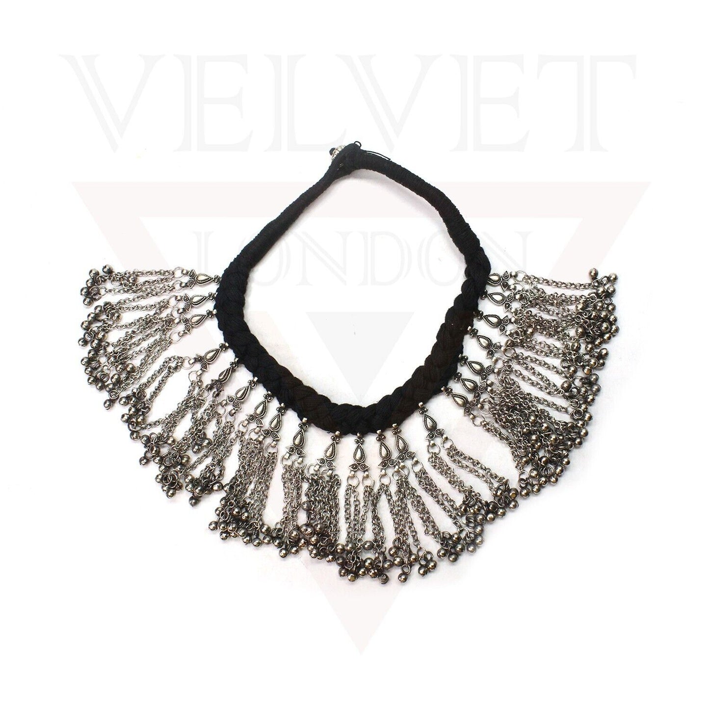 Necklace Earring Sets Tassel Chain Traditional Tribal Antique Oxidized Choker