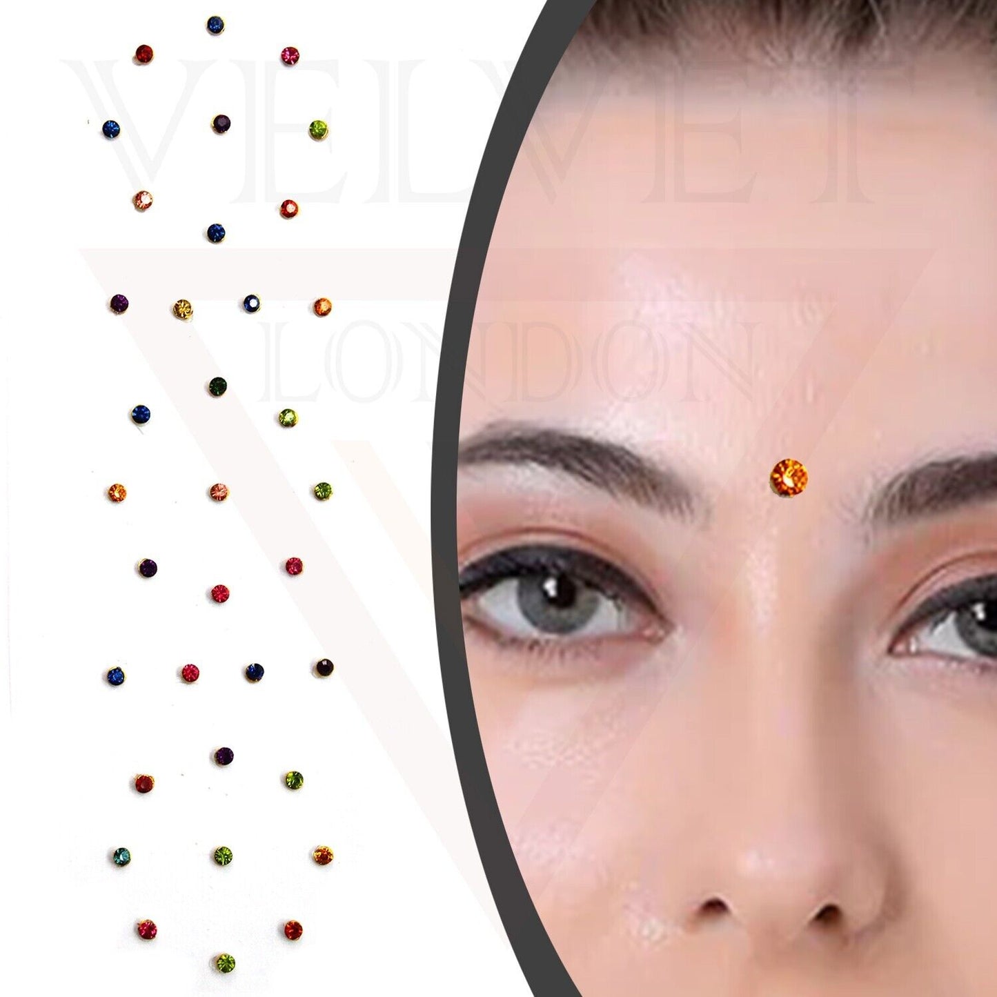 Diamond Bindi Indian Round Chandla Forehead Sticker Tikka Wedding Beach Party