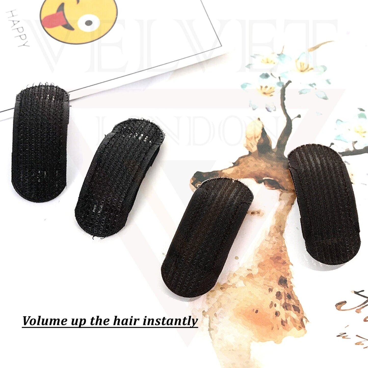 2Pcs Black Puff Hair Head Cushion Invisible Hair Base Clip Hair Pad Hair Styling