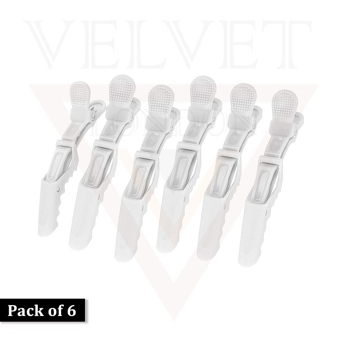 6x White Professional Hair Clips Crocodile Salon Sectioning Clamps Hairdressing