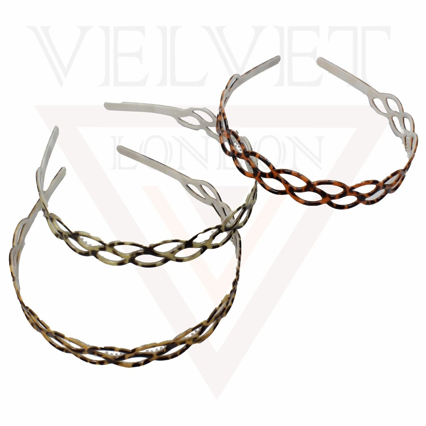 3x Headbands Infinity Shape Hair Bands Tiger Print Skinny Teeth Combs Hair Hoop