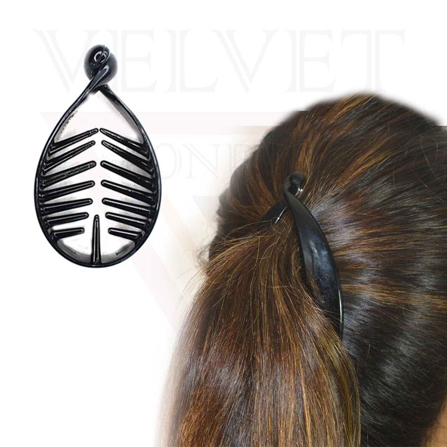 Black Banana Clip Twist Hair Claw Ponytail Fish Comb Clamp Hair Grip Girl Slide