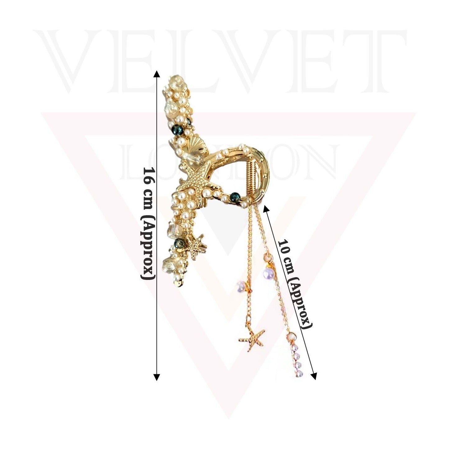 Pearl Hair Claw Big Gold Star Hair Clips Clamp Tassel Nonslip Hair Accessories