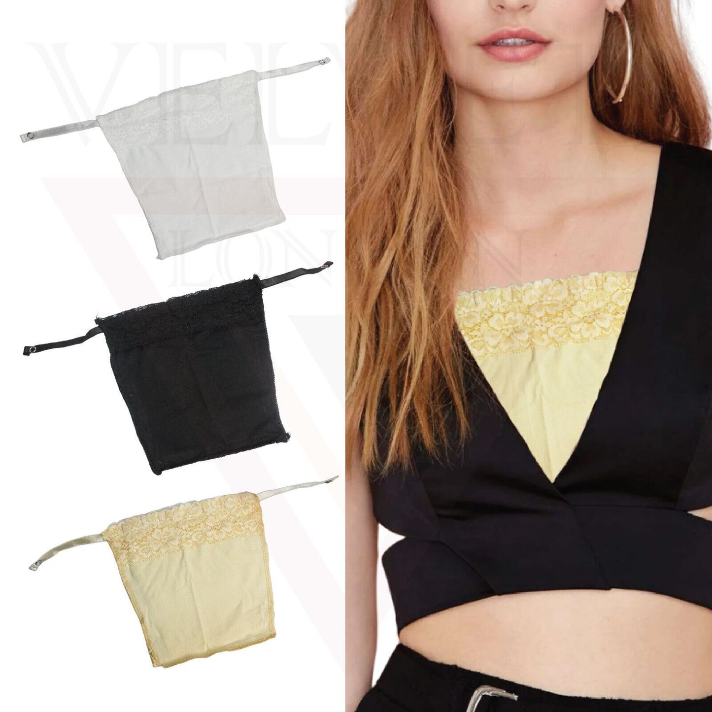 9 Pcs Lace Clip-on Mock Camisole Bra Insert Modesty Panel Cleavage Cover Up UK