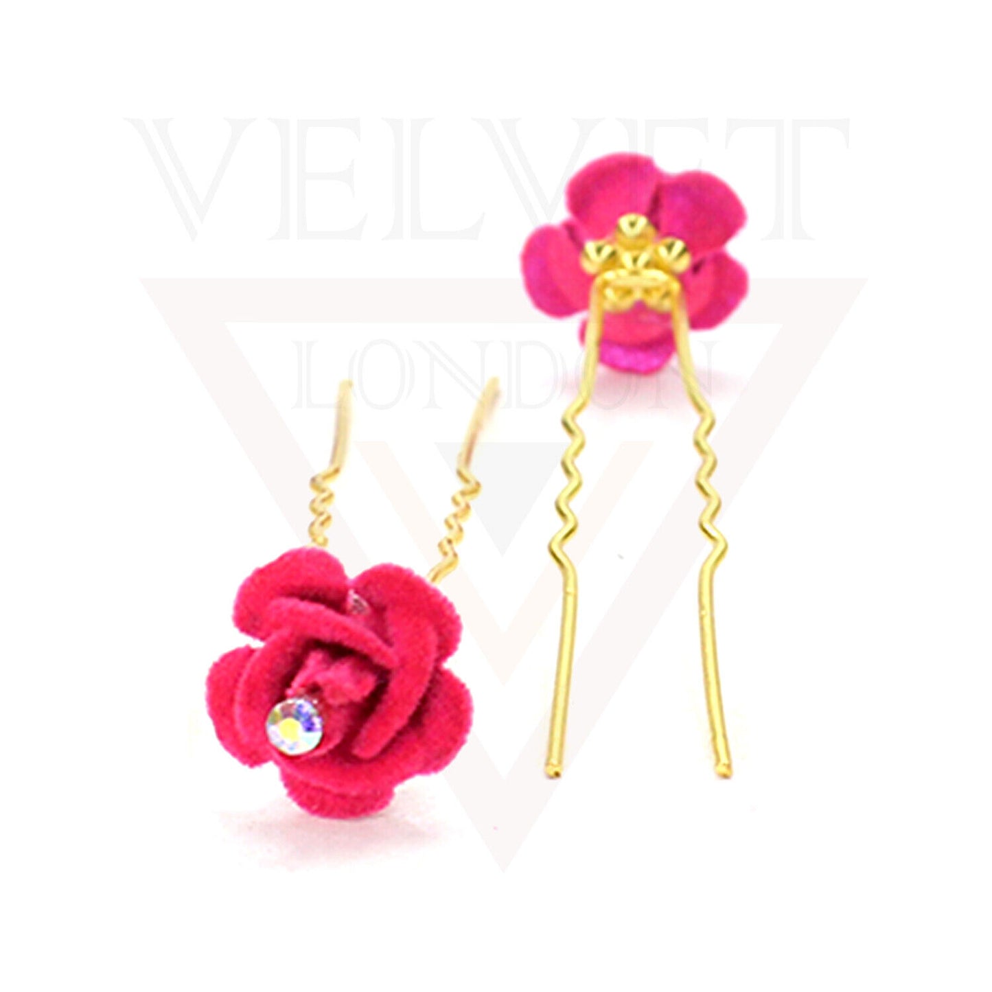 Pink Bridal Hair Pins Rose U Pins Flower Hair Clips Brooch Wedding Bridesmaid