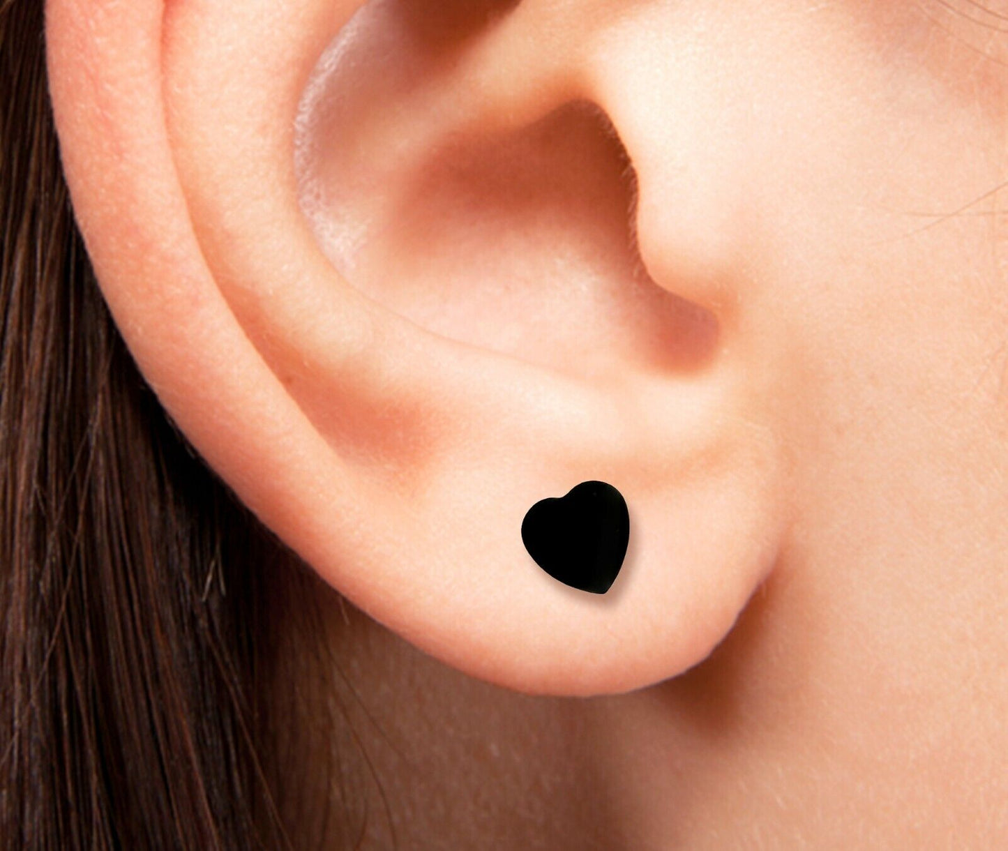 2x Women Black Heart Ear Stud Casual Earring Wedding Bridesmaid Unisex Jewellery