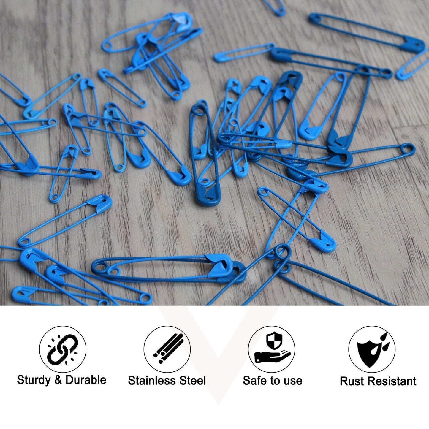 50pcs Sky Blue Frosted Metal Safety Pins Craft Sewing Nickel Pins for Art Craft