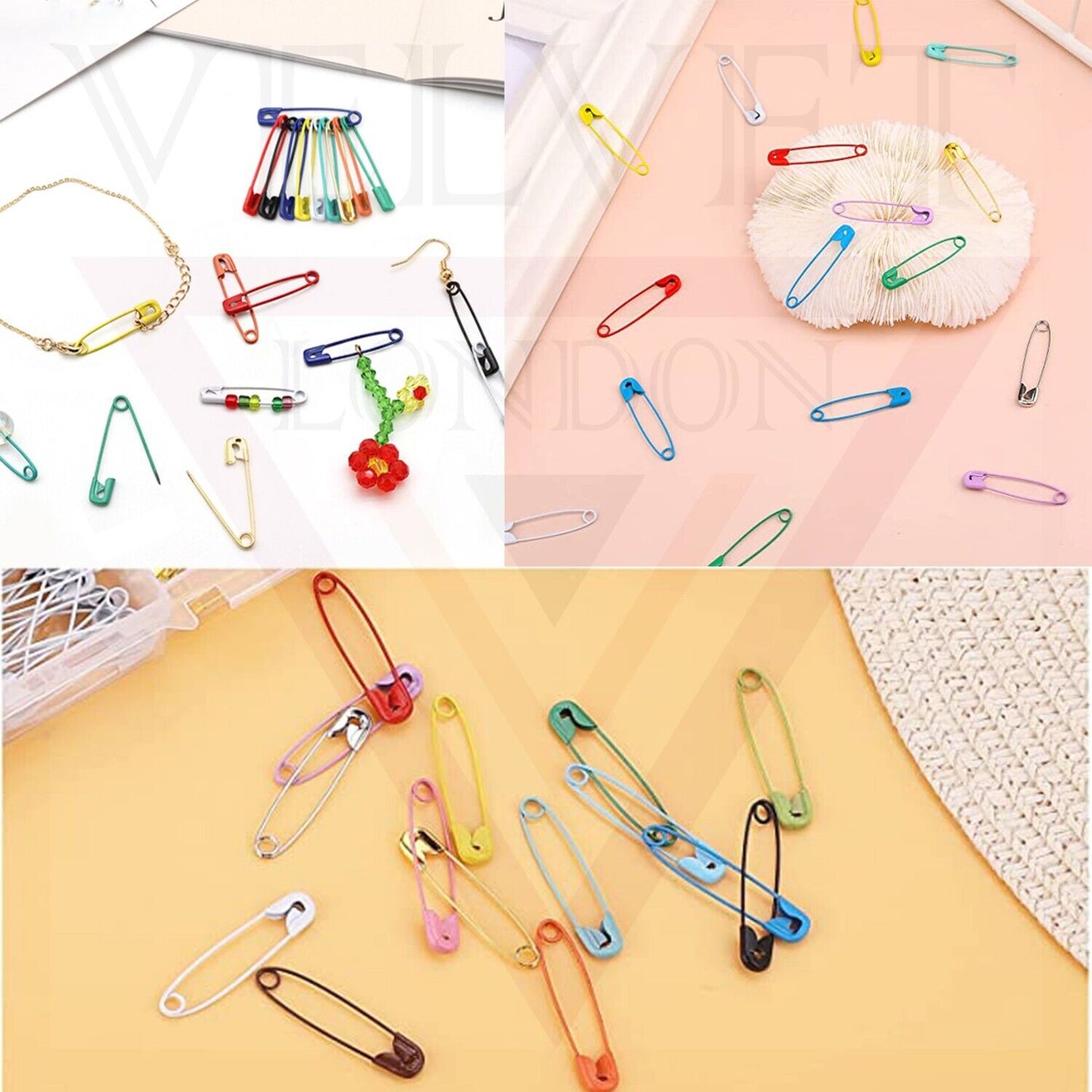 50Pcs Multi-Color Safety Pins Craft Sewing Nickel Metal Plated For Clothe 3.5 Cm