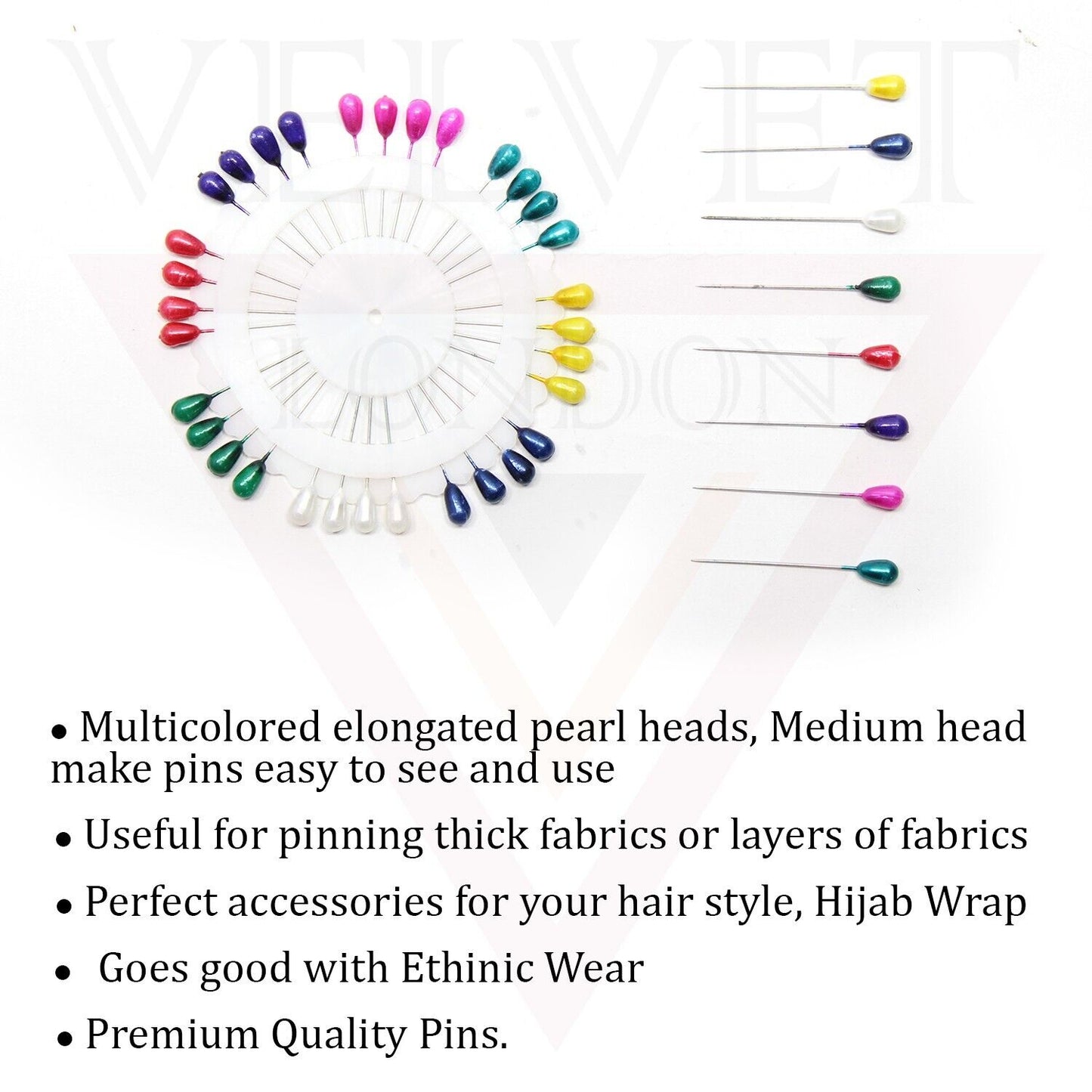 40x Drop Pearl Pin Hijab Pins Fine Glass Head Tailors Pins Quilting Sewing Craft
