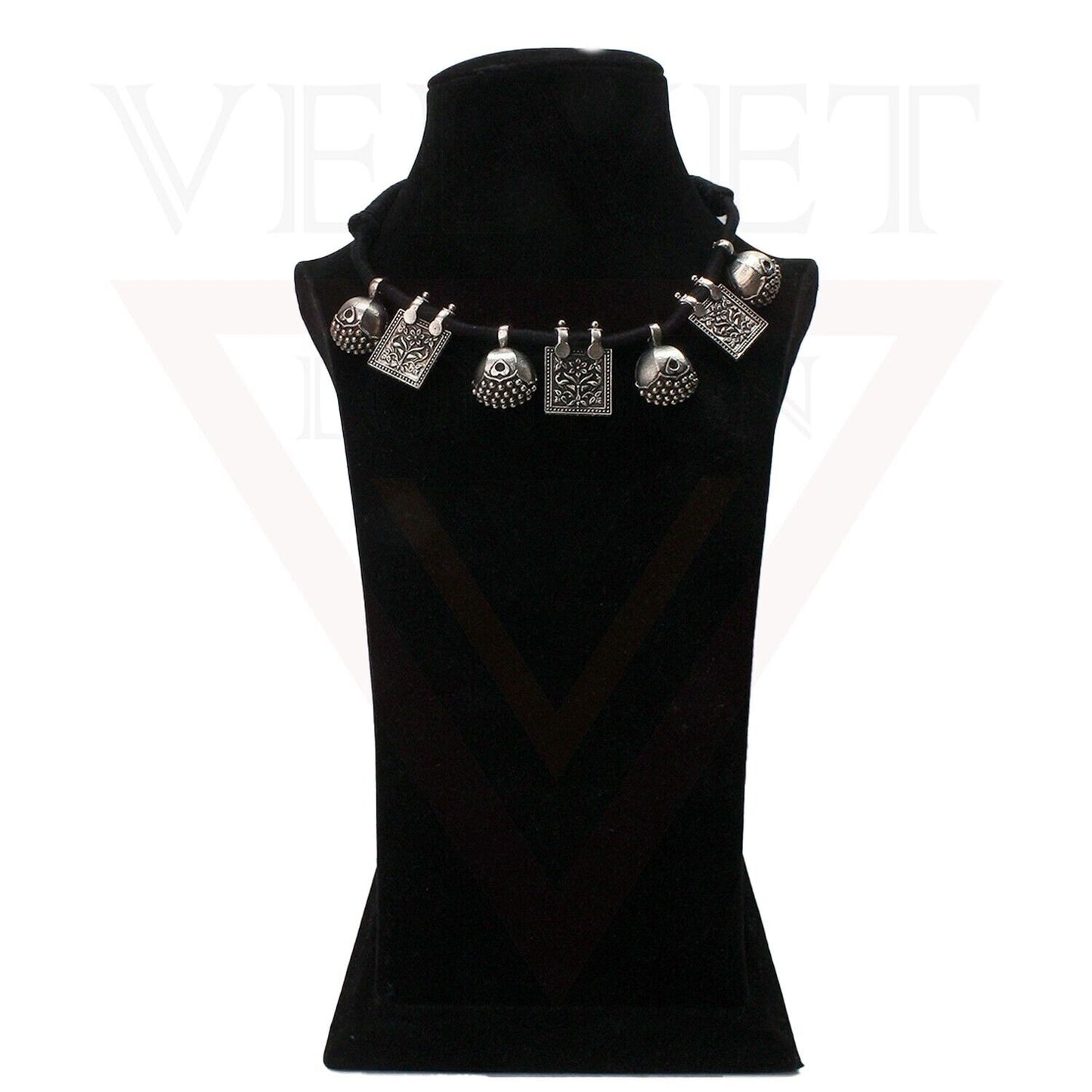 Necklace Earring Sets Tribal Cotton Thread Oxidised Necklace Girl Jewellery Sets