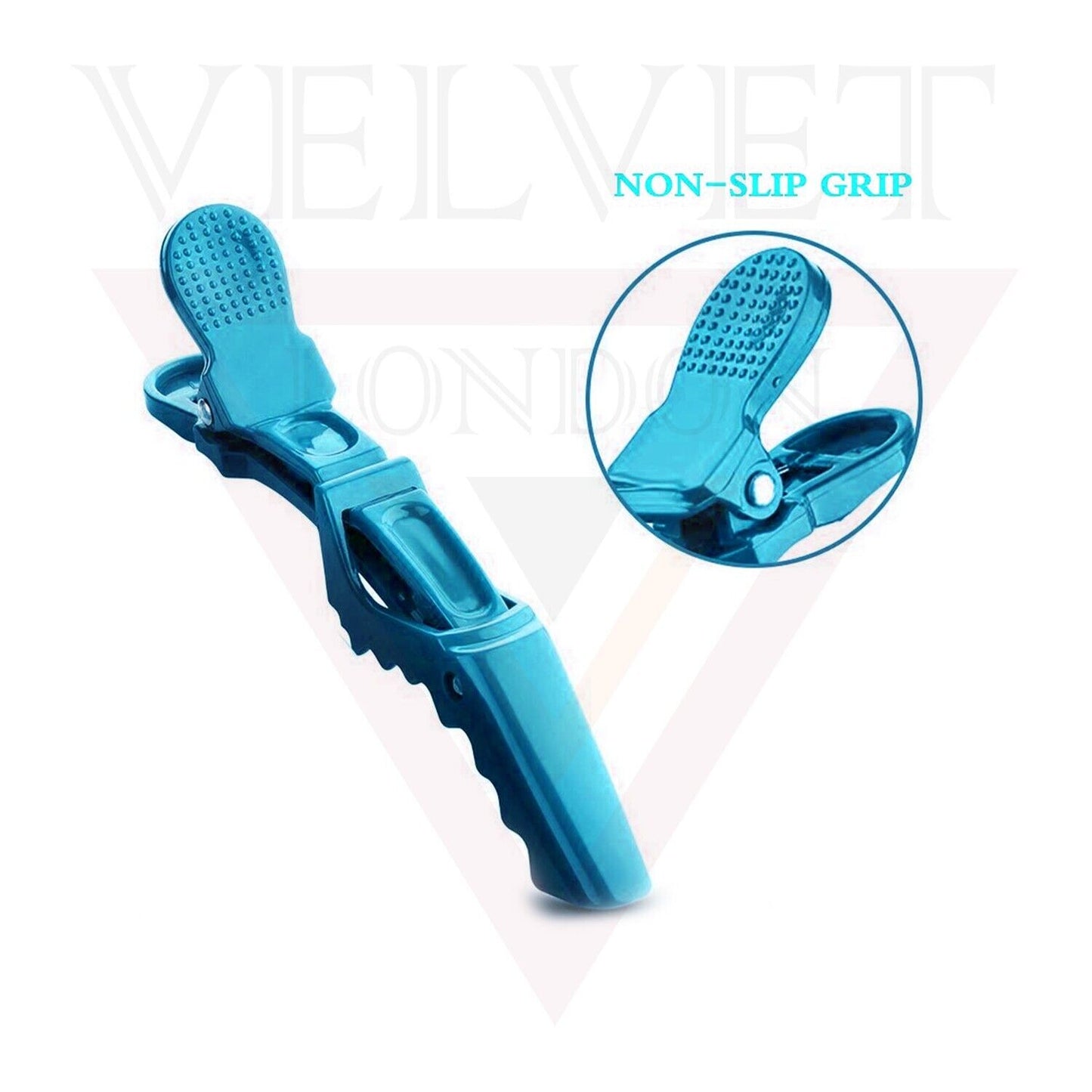 12x Crocodile Hair Clip Clamp Sky Blue Hairdressing Wide Teeth Salon Sectioning