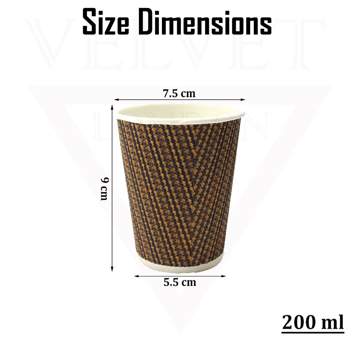 Disposable Coffee Cups Triple Layer Kraft Ripple Paper Cups Insulated Paper Cups