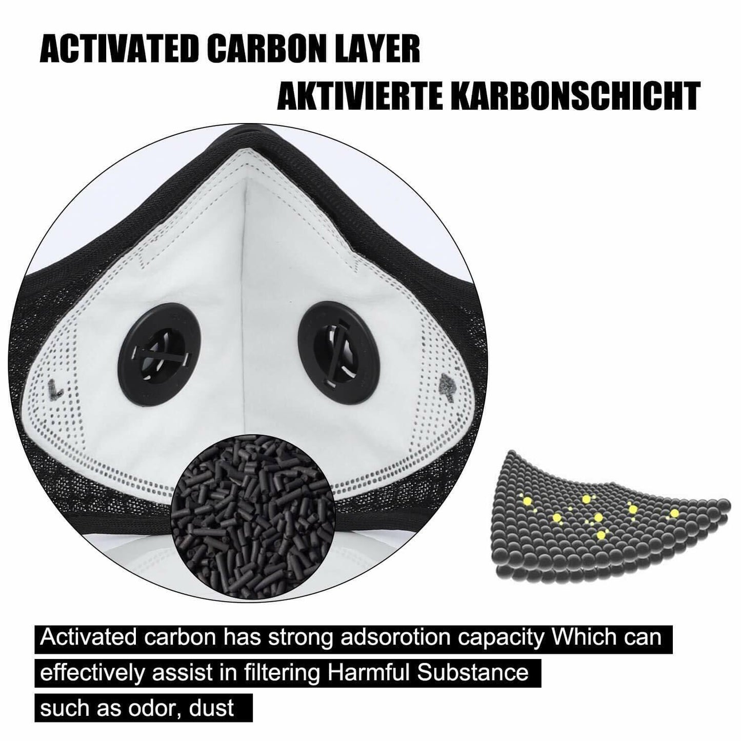 Mask Dustproof Sports Printed Anti-Pollution Mask Filter Replaceable Carbon