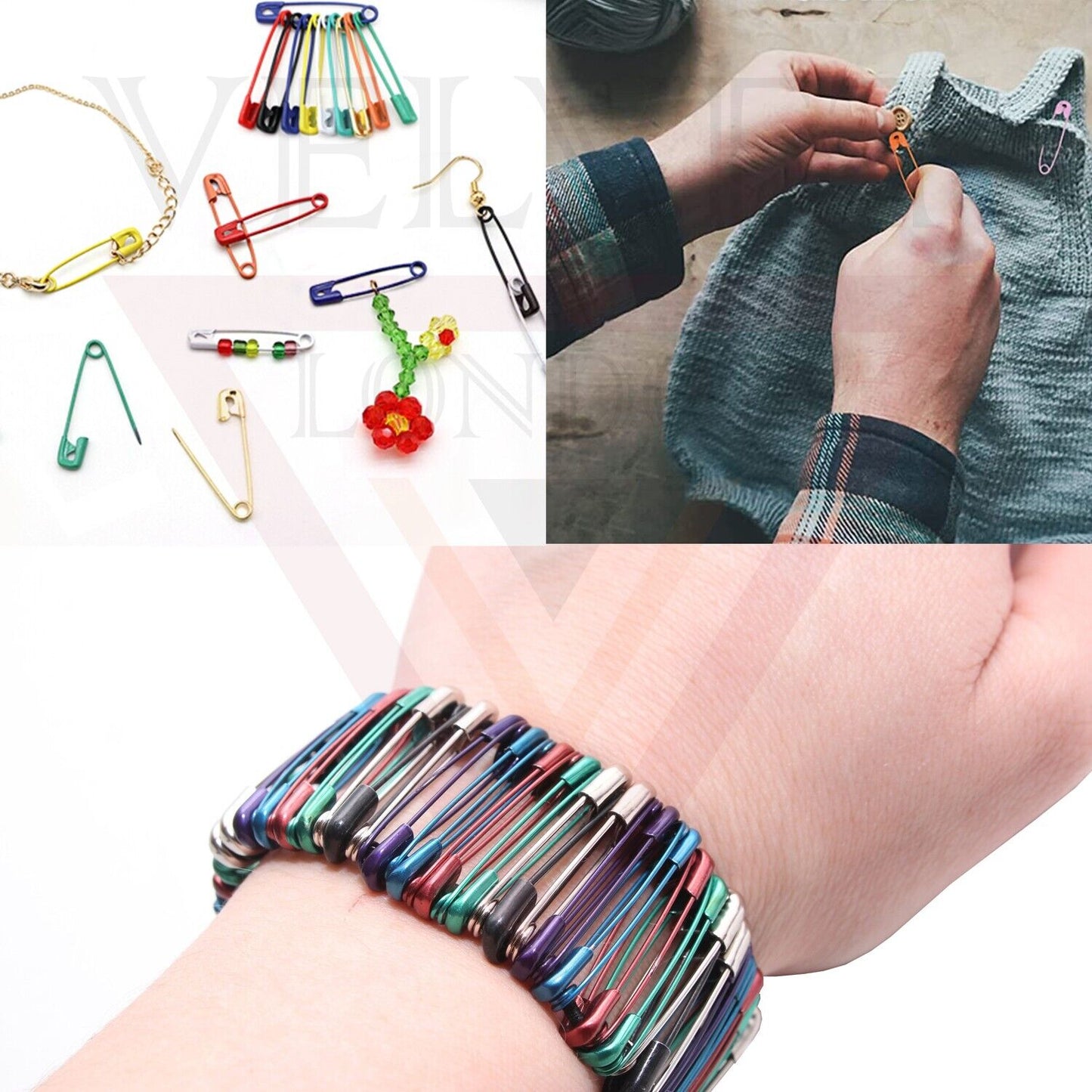 50 Pcs Assorted Size Metal Plated Safety Pins Craft Sewing Nickel For Clothe Pin