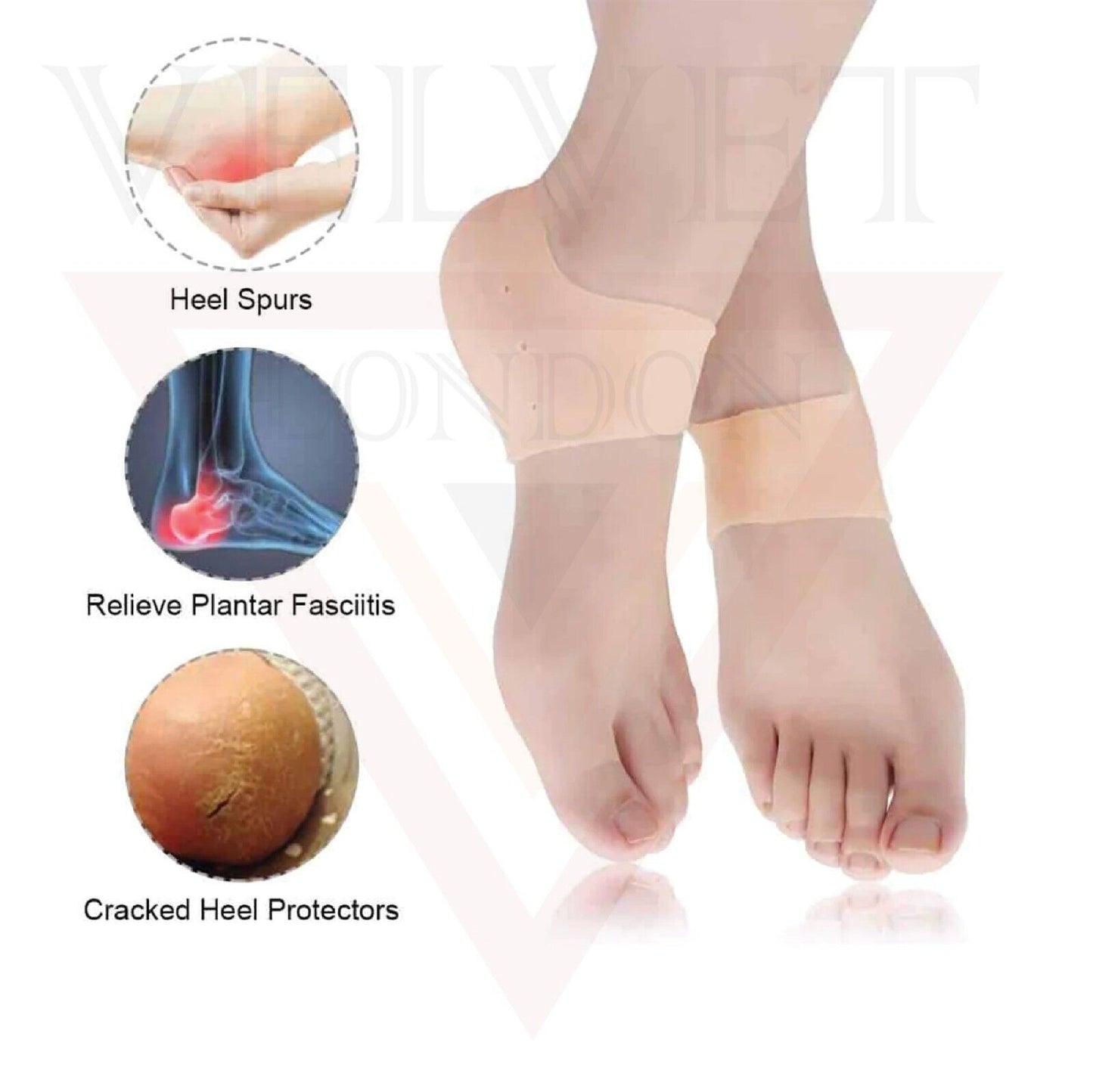 3x Silicone Gel Heel Foot Skin Care Protector Cushion Inserts Pad Heel Pain