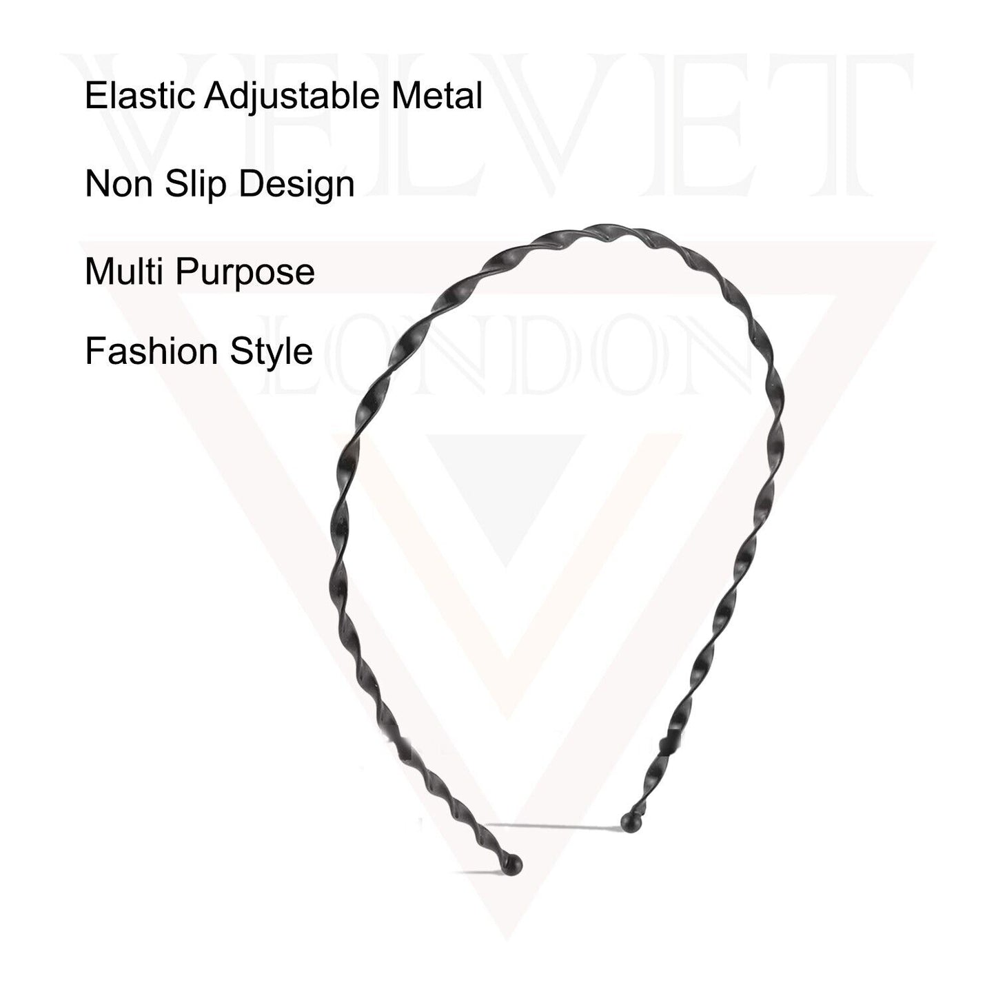 2x Headband Wave Twist Style Black Hair Hoop Men/Women Hair Band Headwear Unisex