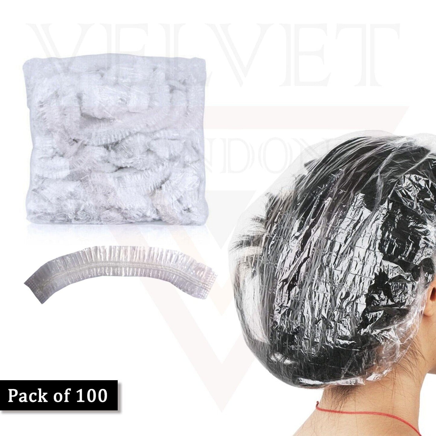 100Pcs Disposable Shower Caps Plastic Elastic Bath Hair Caps Home Use Hair Salon