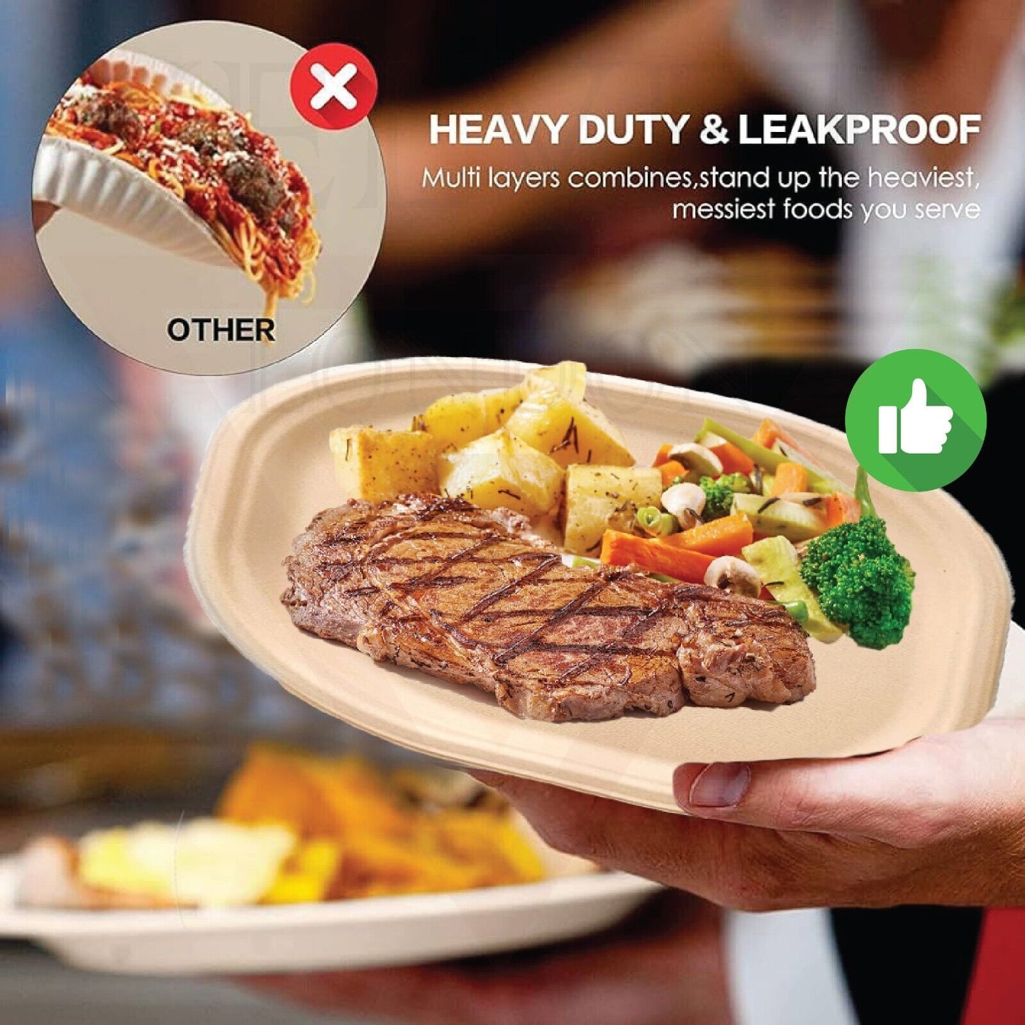 9" Biodegradable Paper Plates Large & Sturdy Disposable Tableware Bagasse Plates
