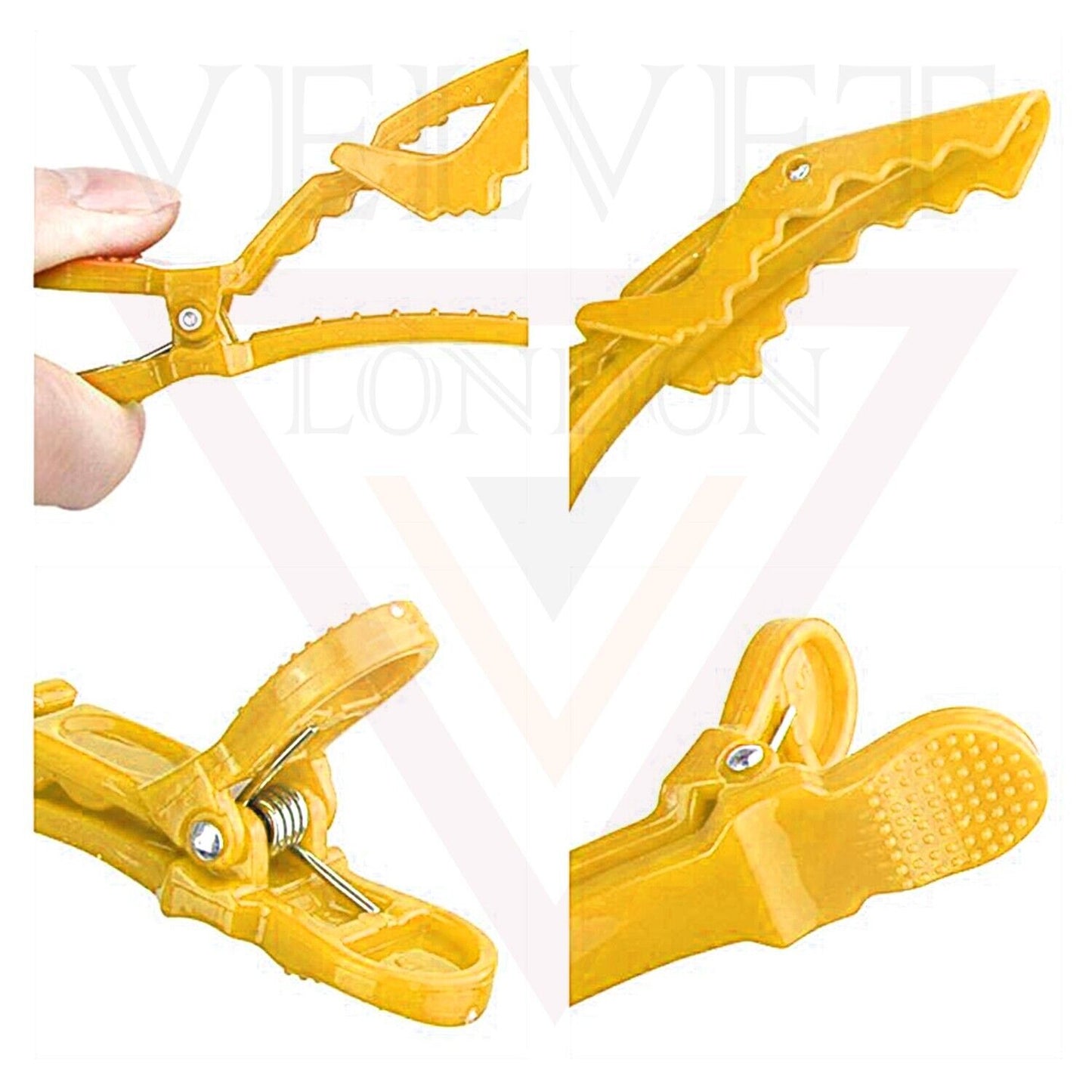 6x Crocodile Hair Clips Hair Clamp Salon Sectioning Clips Yellow Professional