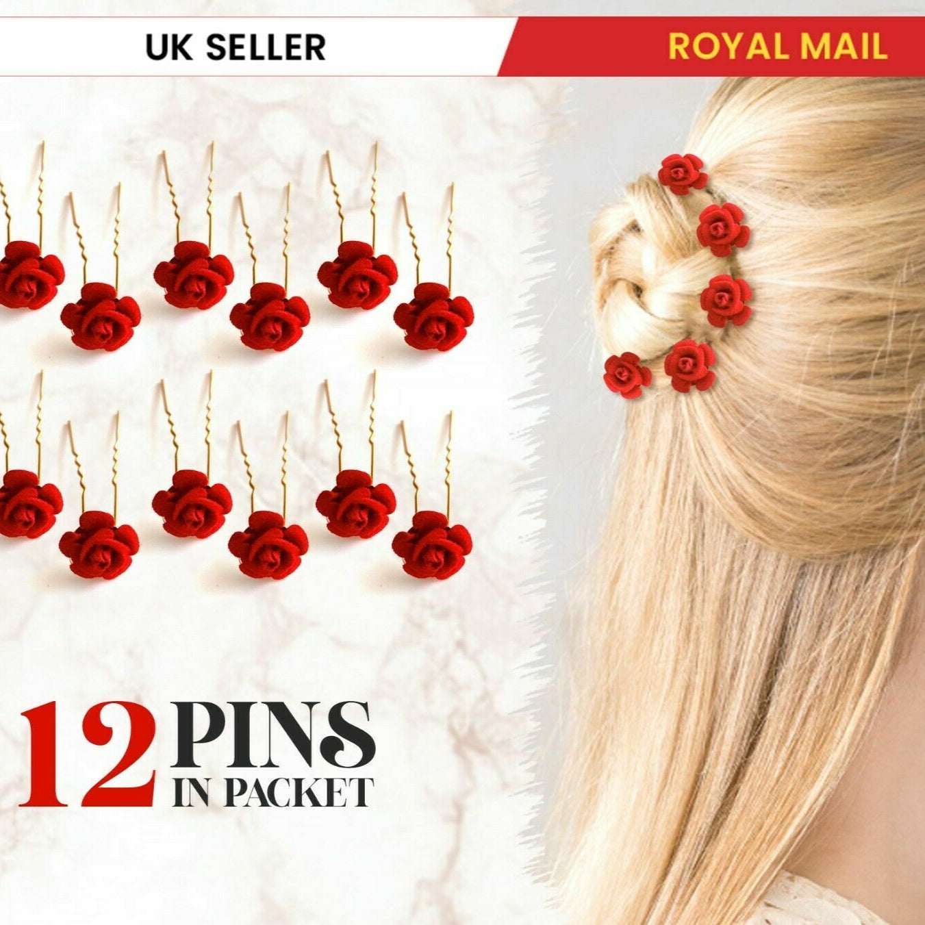 12x Bridal Hair Pins Rose U Pins Flower Hair Clips Brooch Wedding Bridesmaid