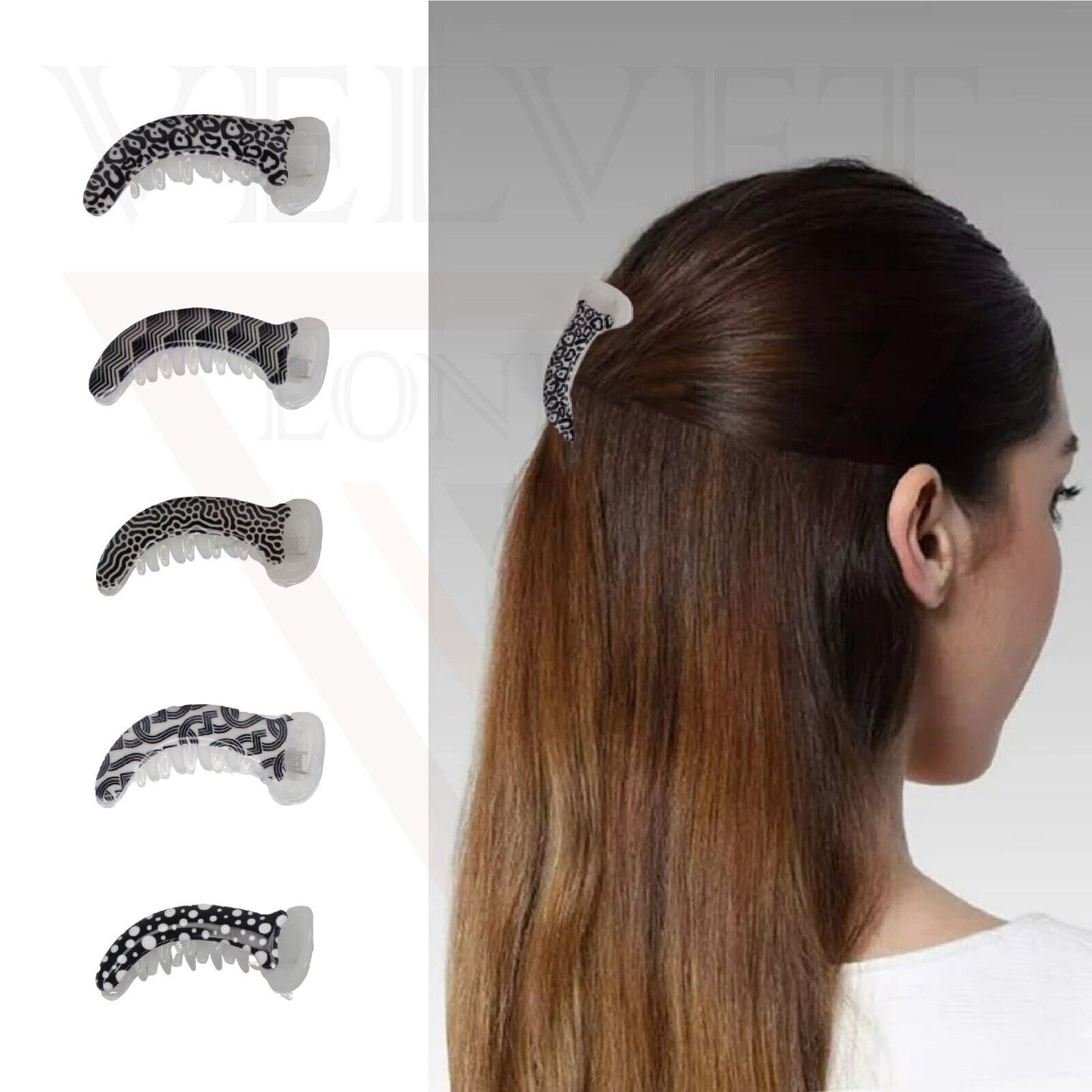 3pcs Hair Clips Black White Banana Hair Clip Barley Twist Hair Comb Ponytai uk