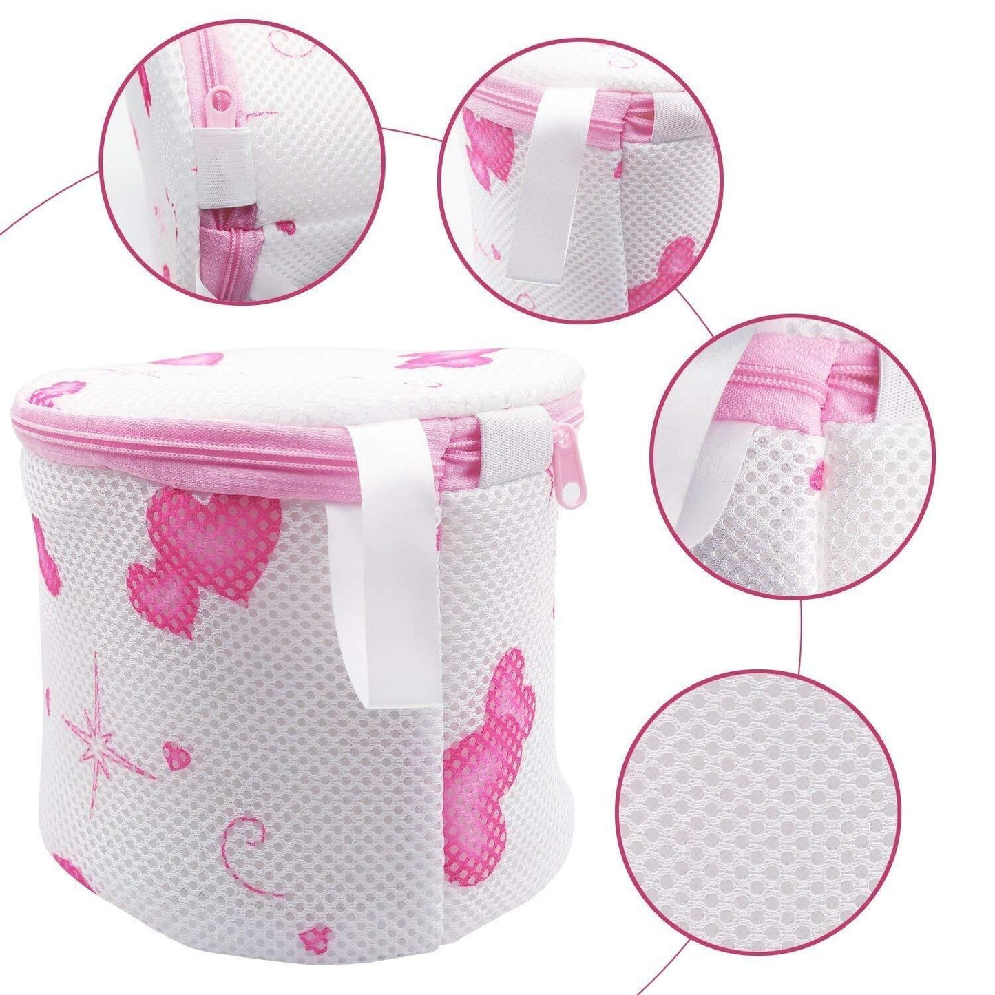 Bra Wash Bag Mesh Wash Laundry Bags Cylindrical Zips Washing Machine, Travel Bag