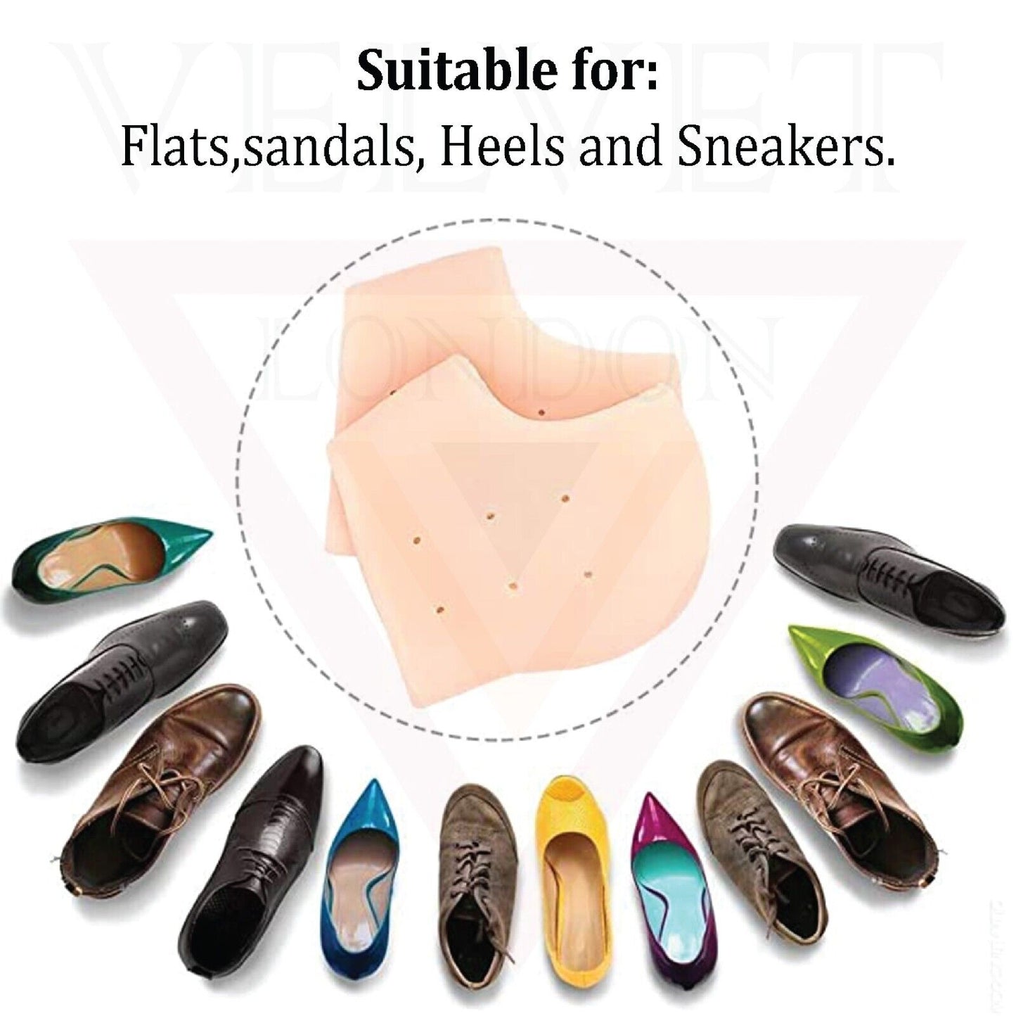 3x Silicone Gel Heel Foot Skin Care Protector Cushion Inserts Pad Heel Pain