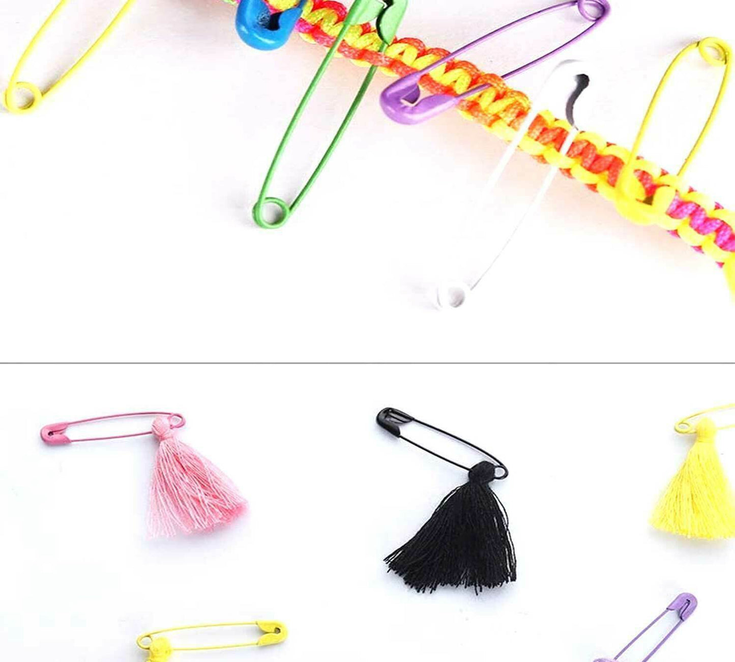 50x Multicolour Frosted Pins Craft Sewing Nickel Metal Plated Safety Pins 4 CM