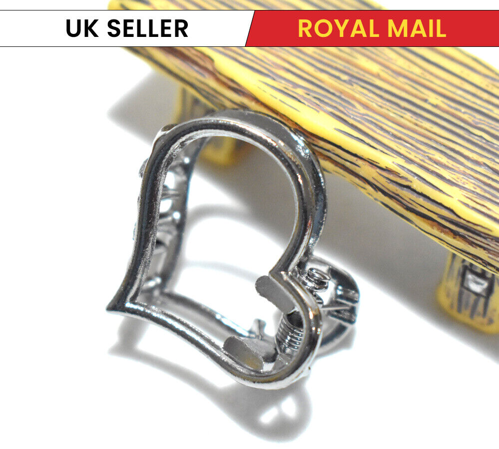 2x Heart Hair Claw Metalic Metal Clips Non-Slip Hair Catch Strong Hold Jaw Clamp