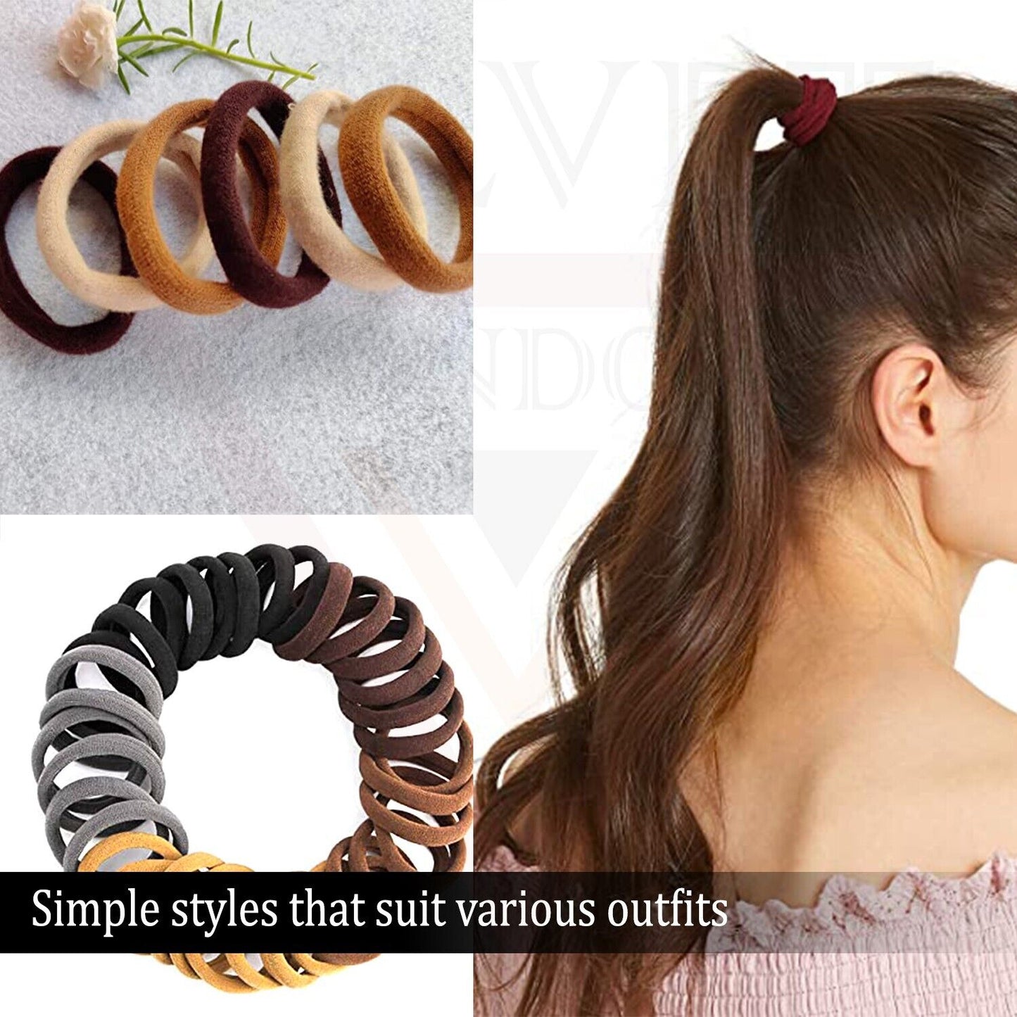 50x Baby Hair Ties Headbands Elastics Dark Hair Band Ponytail Holder Accessories