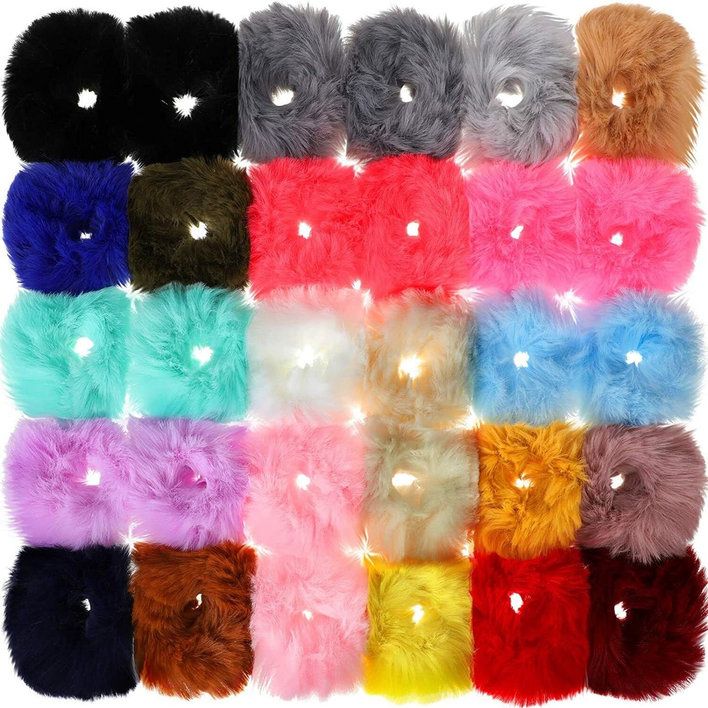 12x Plush Hair Scrunchies Faux Fur Hair Tie Rope Elastic Hair Band Bobbles UK