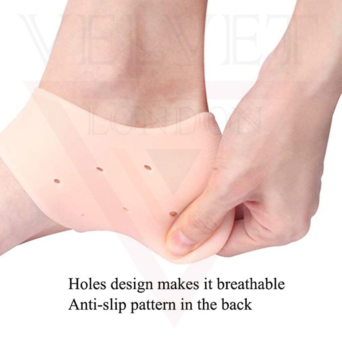 2x Gel Heel Protectors Silicone Heel Sleeves Ankle Protectors Cracked Foot Skin
