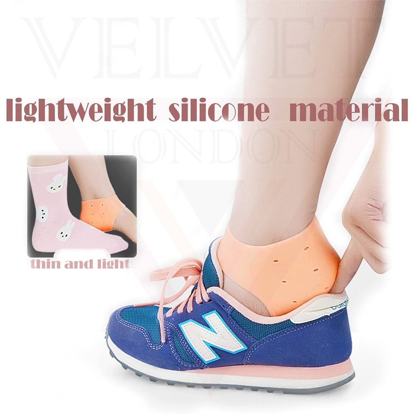 2x Gel Heel Protectors Silicone Heel Sleeves Ankle Protectors Cracked Foot Skin