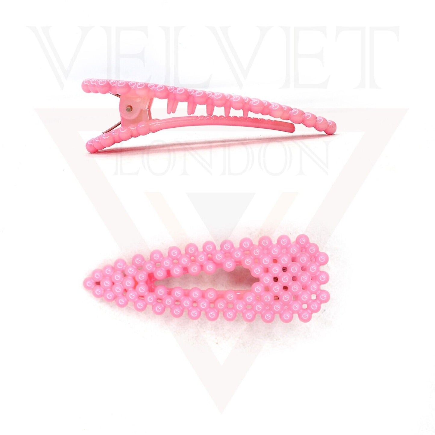 2x Hair Clips Pearl Pink Hairpins Plastic Teeth Clamp Beauty Hair Accessory Grip