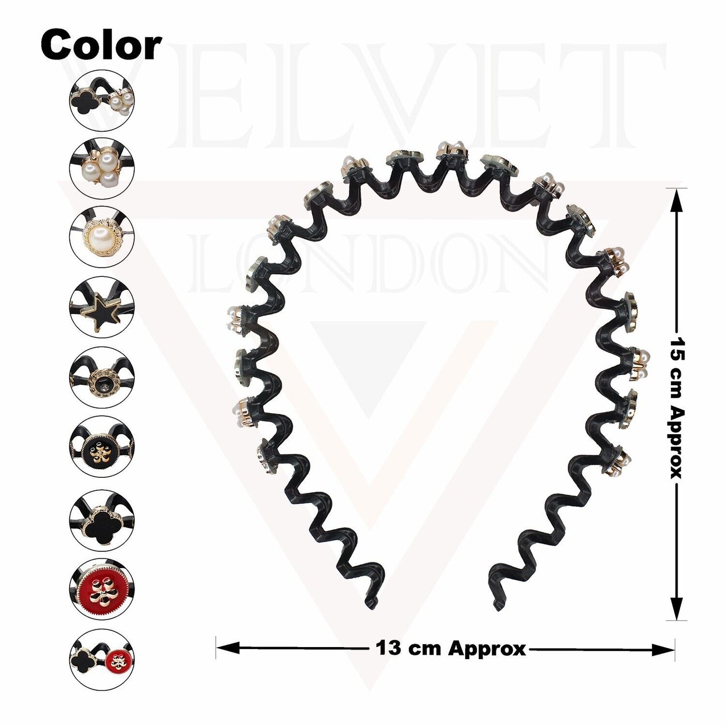 3Pcs Unbreakable Hair Band Diamond Pearl Headbands Non-Slip Teeth Hair Hoop