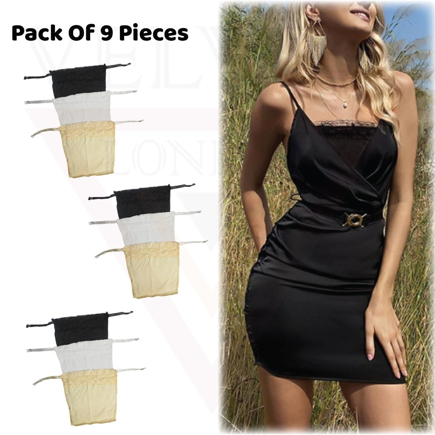 9 Pcs Lace Clip-on Mock Camisole Bra Insert Modesty Panel Cleavage Cover Up UK