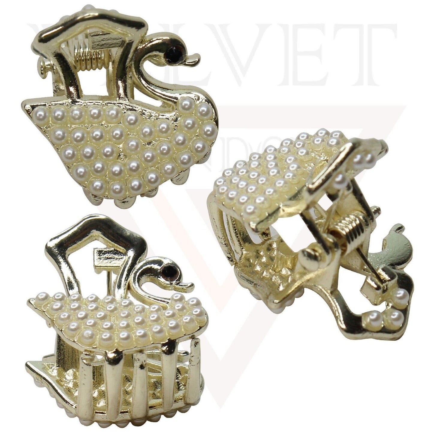 Hair Calw Clips 3x Assorted Design White Pearl Mini Clamp Butterfly Accessories