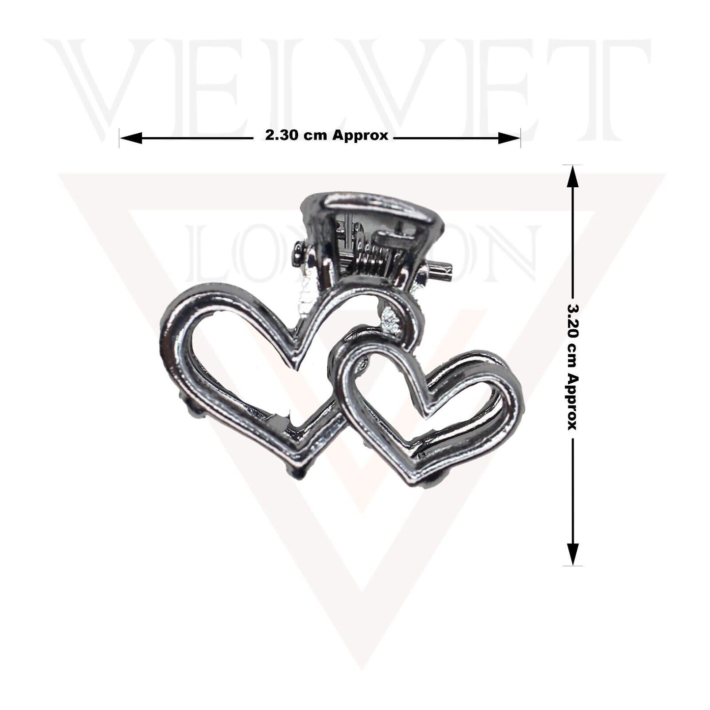 2x Metal Hair Claw Clips Mini Heart Hair Clamp Jaw Clips Non-slip Hair Barrette