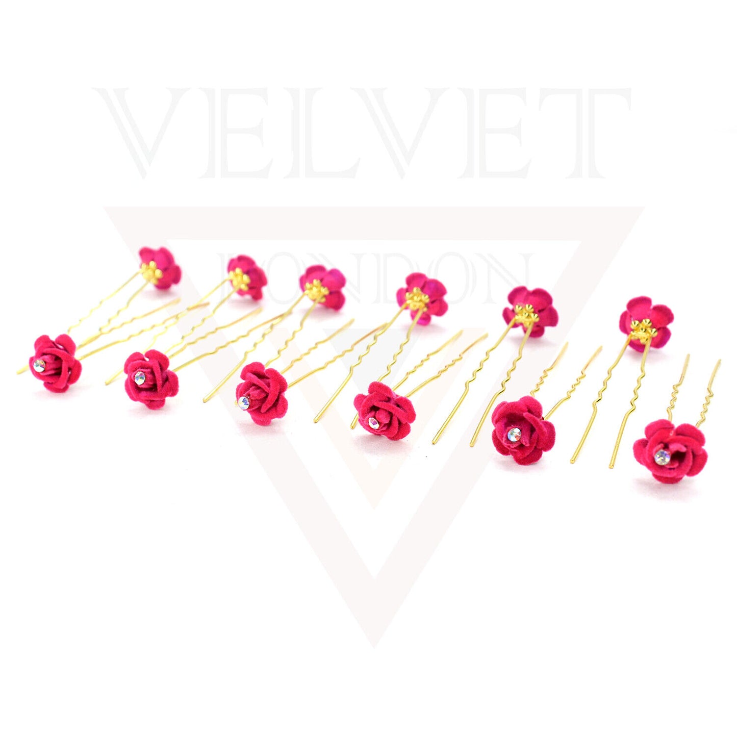 Pink Bridal Hair Pins Rose U Pins Flower Hair Clips Brooch Wedding Bridesmaid