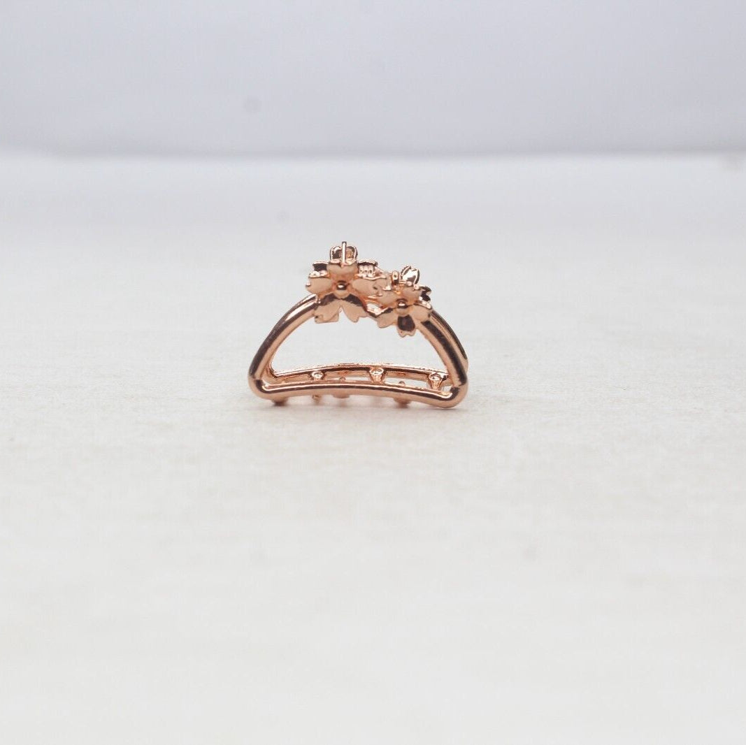 2x Metal Hair Claw Clips Hair Clamp D-Shape Rose Gold Flower Hair Accessories