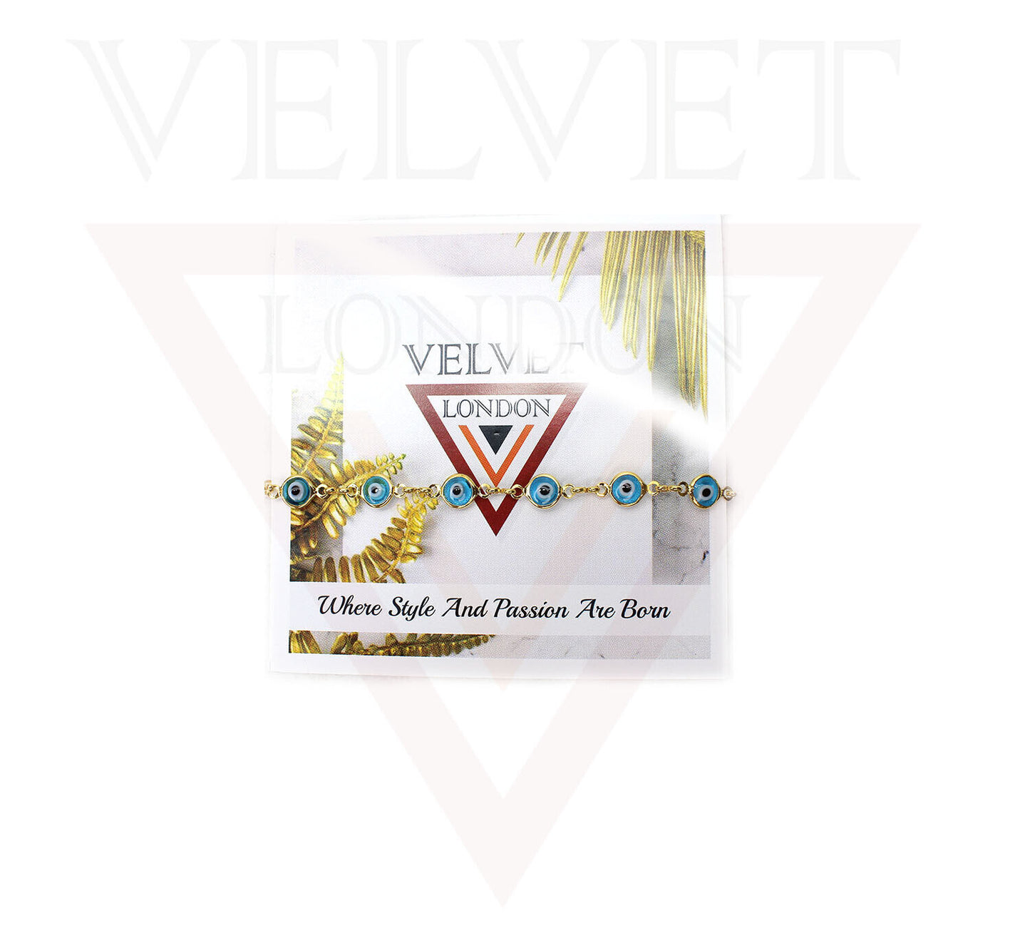 Evil Eye Bracelets Wrist Golden Chain Sky Blue Boho Beads Hasma Lucky Anklets UK